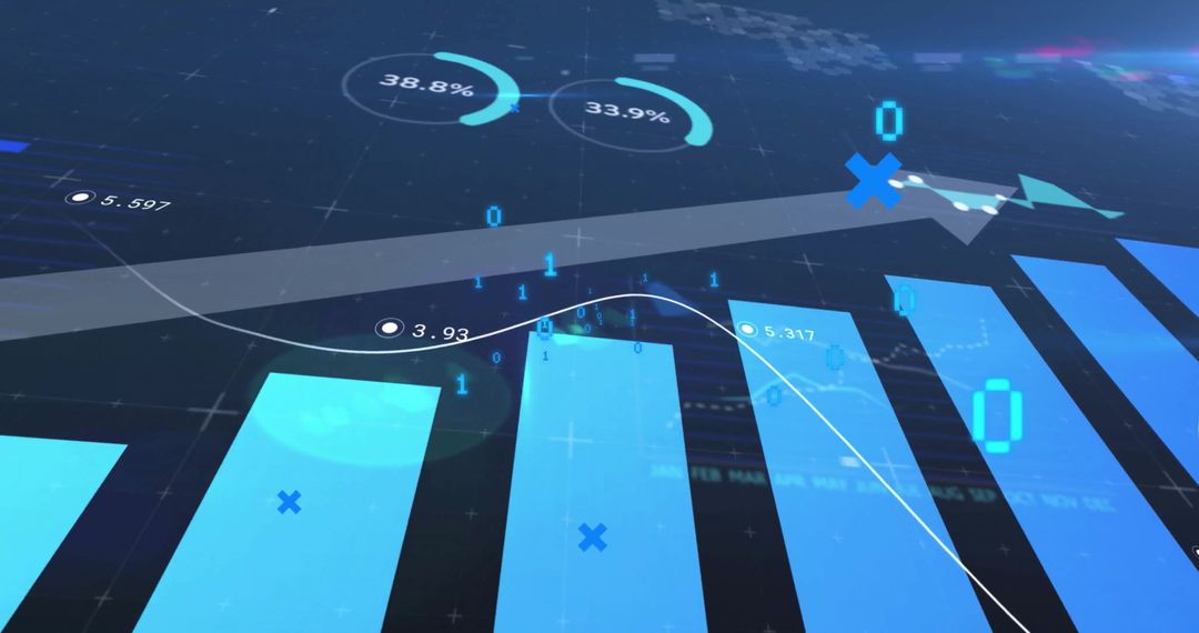 Futuristic Data Visualization Blue Charts and Graphs Interface