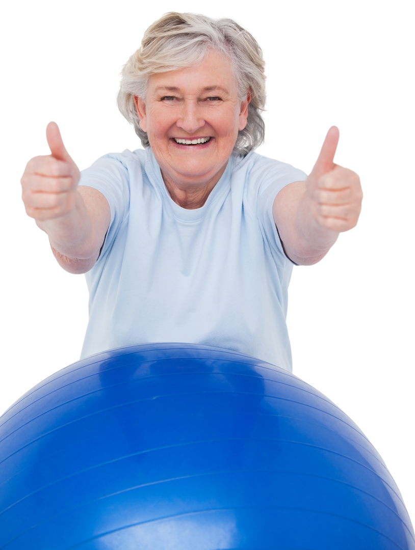 Senior Woman Giving Thumbs Up While Exercising with Ball, Transparent Background - Download Free Stock Images Pikwizard.com