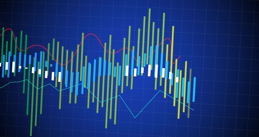 Dynamic Financial Data Graph on Blue Digital Background