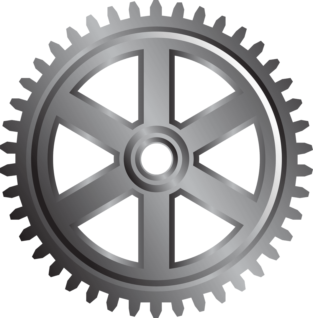 Metallic Cogwheel with Transparent Background in 3D Render