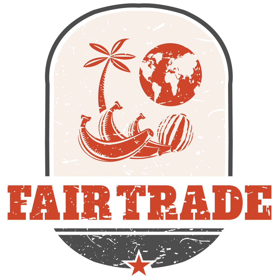 Fair Trade Label Graphic with Transparent Background and Planet Icon