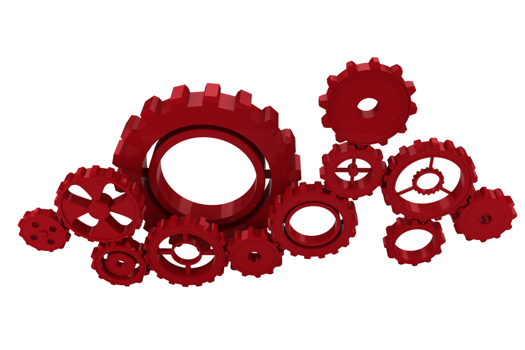 Red Cogs Illustrating Collaboration on Transparent Background - Download Free Stock Images Pikwizard.com