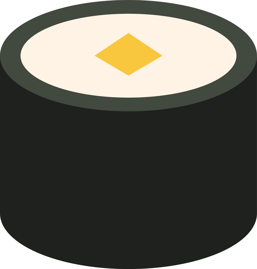 Stylized Sushi Roll on Transparent Background with Minimalist Design