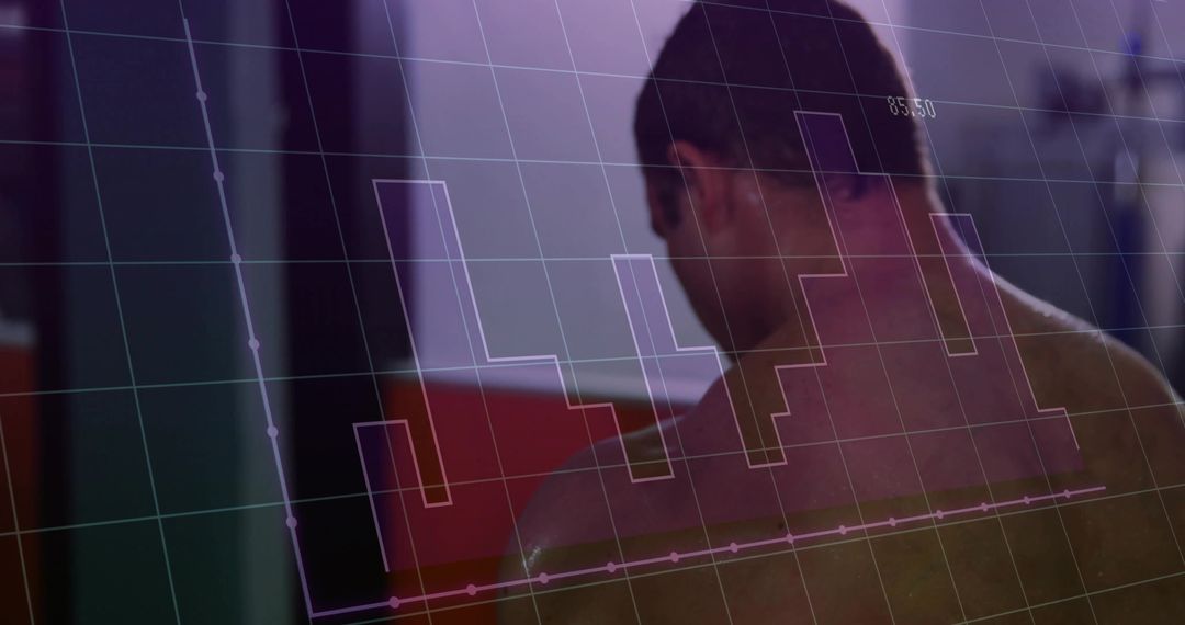 Man Innovatively Monitoring Progress with Digital Data Interface