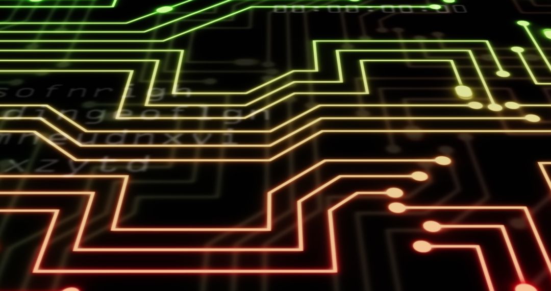 Abstract Digital Circuit Lines on Black Background