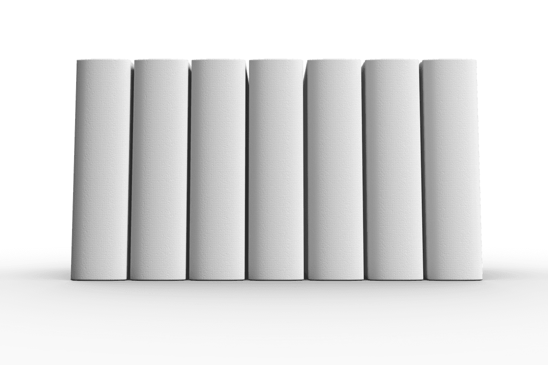Set of White Cylindrical Shapes on Transparent Background
