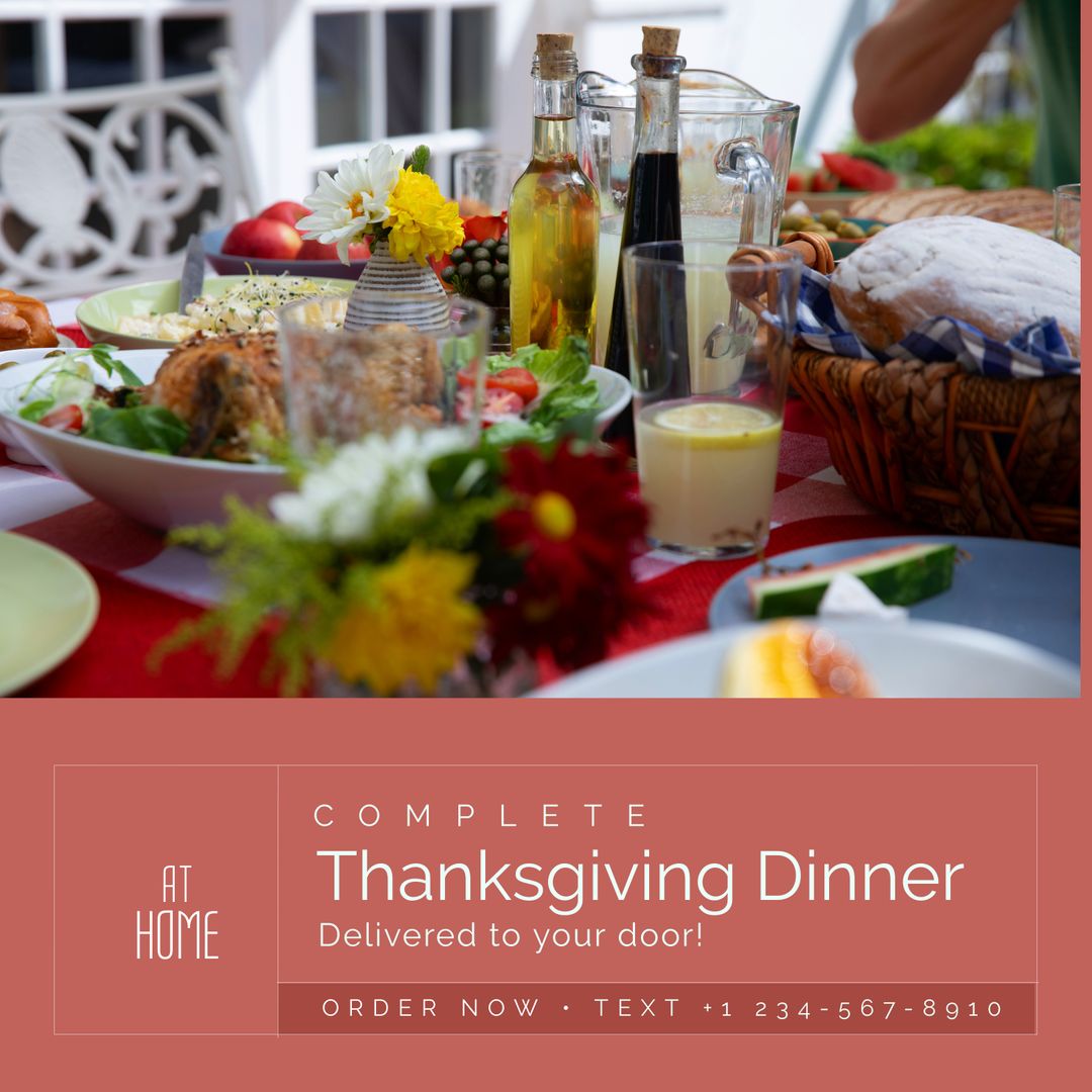 Thanksgiving Feast Celebration With Family Dining