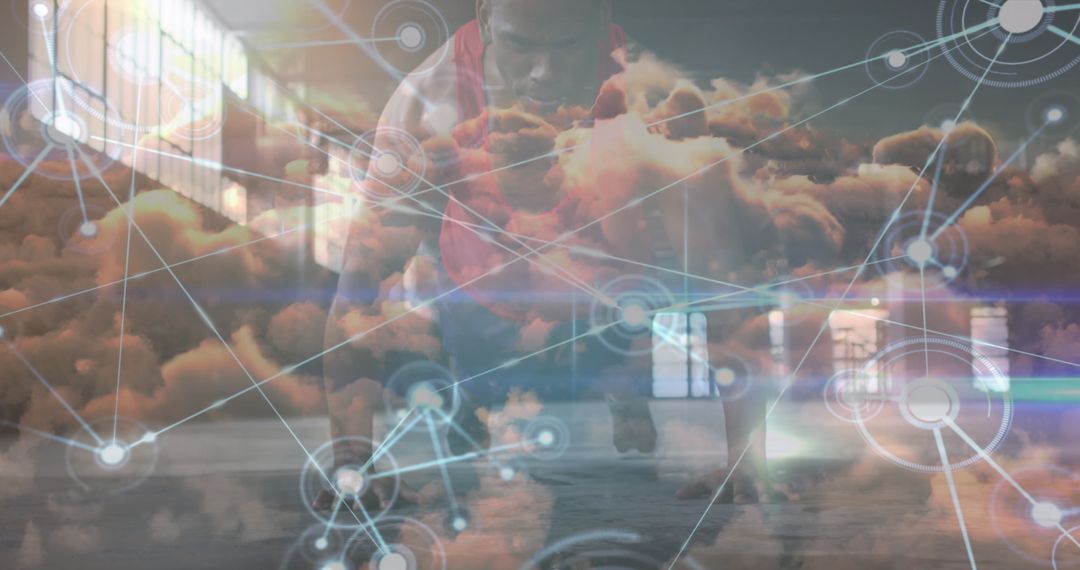 Fitness and Technology Integration: Man Performing Push-ups