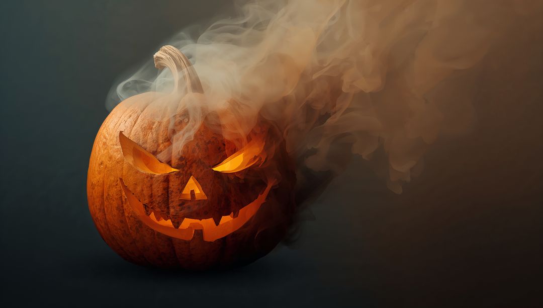 Eerie Glowing Jack-o'-Lantern with Mysterious Smoke