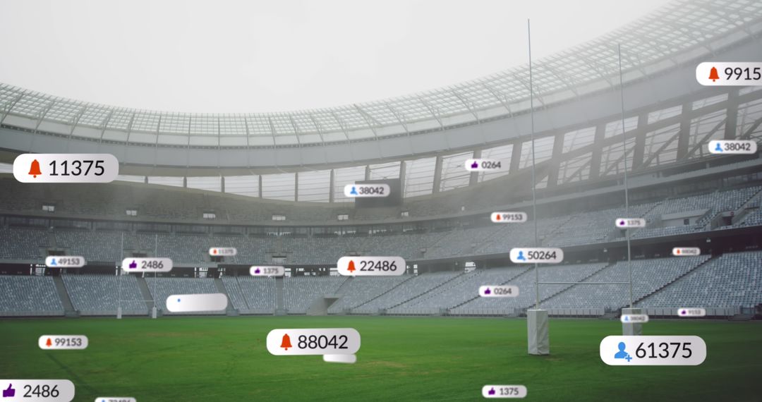 Empty Stadium Surrounded by Floating Social Media Icons