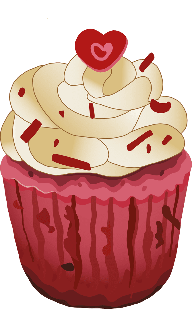 Transparent Red Velvet Cupcake with Heart Decoration