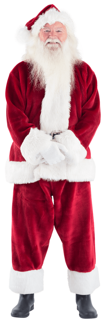 Transparent Santa Claus Smiling Joyfully Front View for Holiday Design