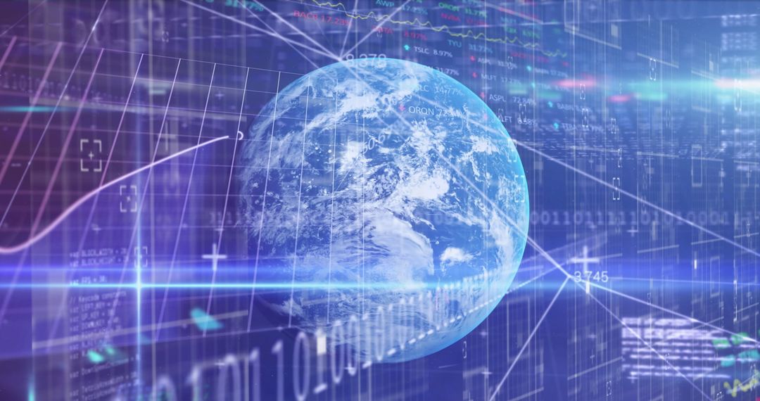 Digital Data Streams Flowing Around Planet Earth