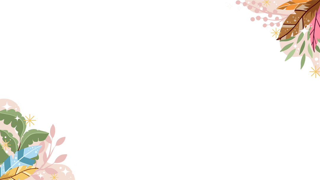 Transparent Frame with Botanical Leaves and Celestial Accents