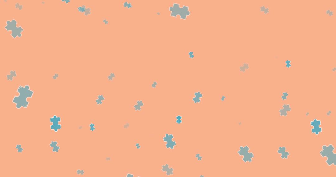 Floating Puzzle Pieces on Orange Background for Brain Activity Concepts