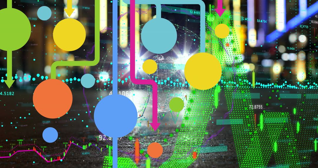 City Lights Blending with Data Visualization Futuristic Concept