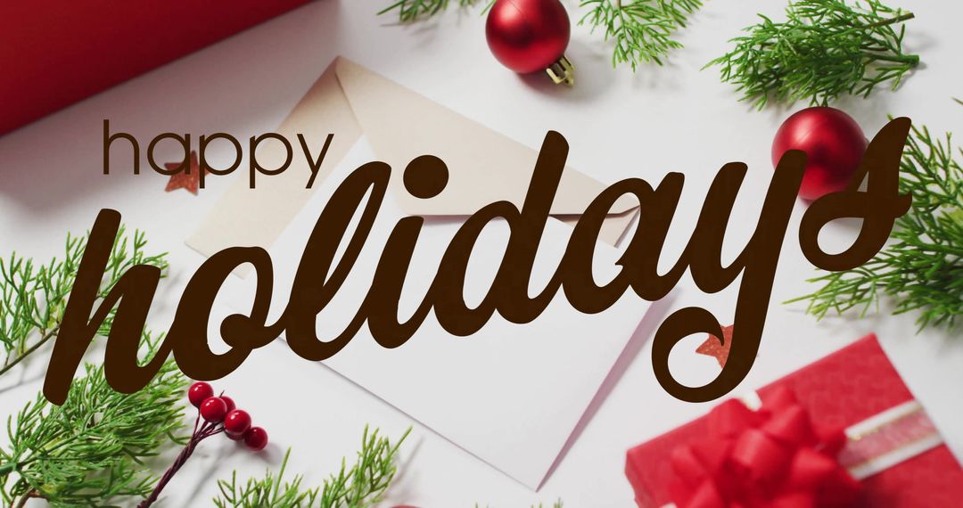 Festive Holiday Greeting with Red Christmas Decorations