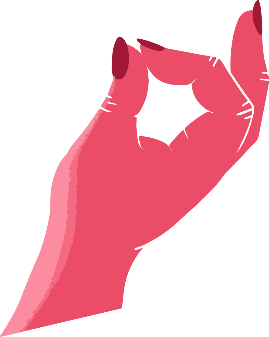 Stylized Pink Hand Making Pinch Gesture Transparent Background