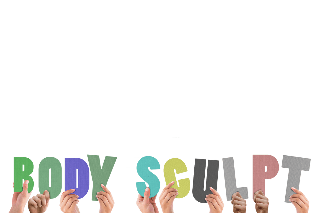 Transparent Hands Holding Letters Body Sculpt