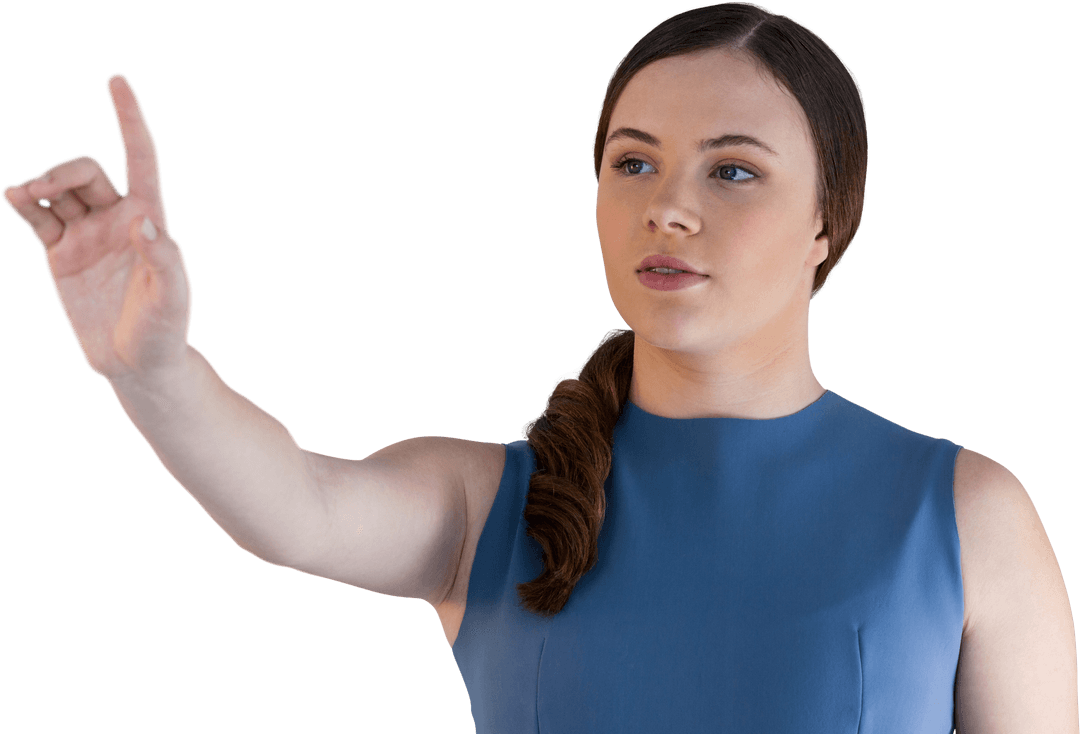 Caucasian Businesswoman Pointing Gesture Transparent Background