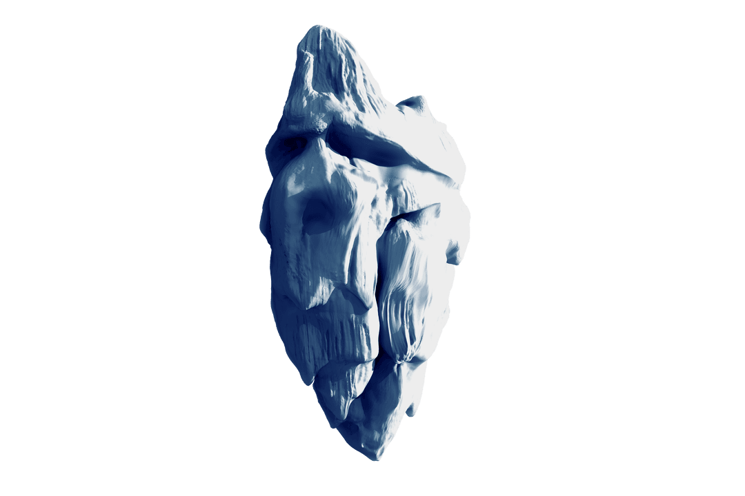 Abstract Blue and White Shape on Transparent Background