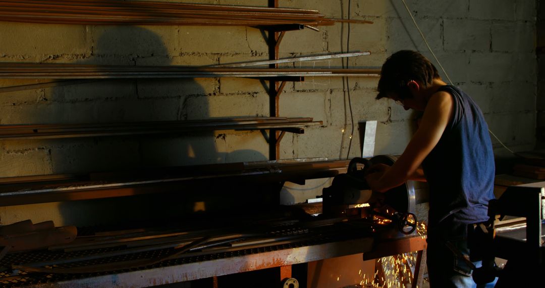 Young Metalworker Using Grinding Machine in Workshop - Free Images, Stock Photos and Pictures on Pikwizard.com