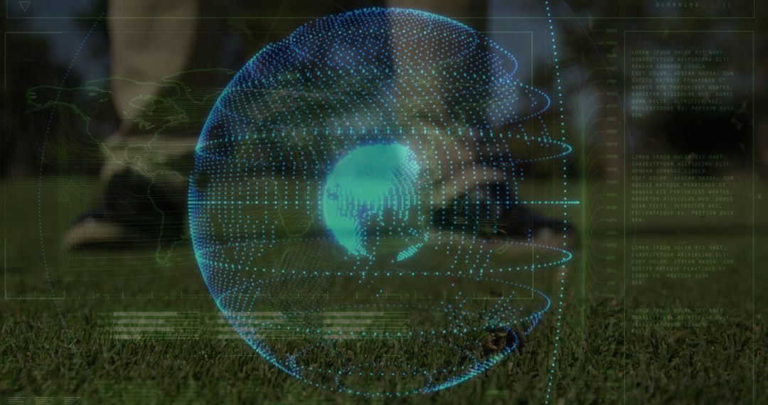 Soccer Player with Holographic Global Interface on Sports Field