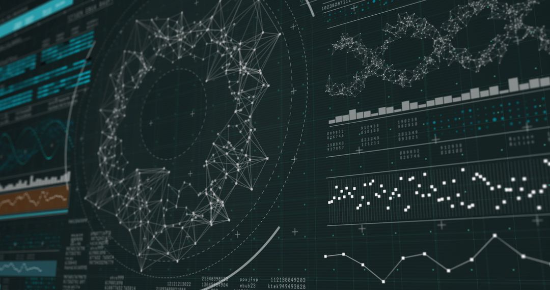 Futuristic Data Visualization Interface with Complex Network Diagrams - Free Images, Stock Photos and Pictures on Pikwizard.com