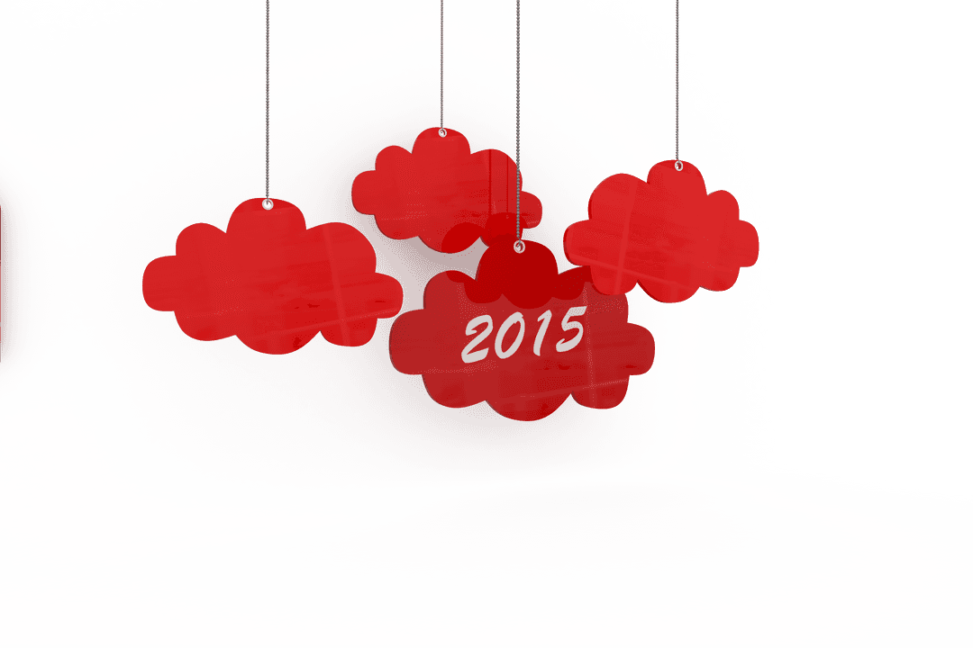 Transparent Red Cloud Ornaments Displaying 2015 Date