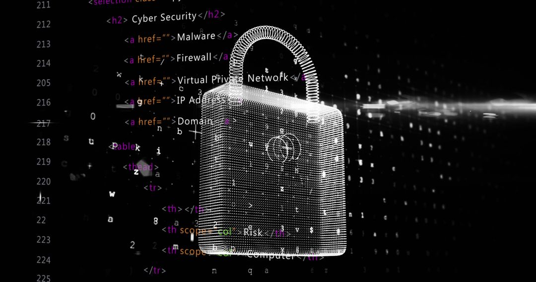 Digital Padlock Symbolizing Cybersecurity with Binary Code Overlay - Free Images, Stock Photos and Pictures on Pikwizard.com