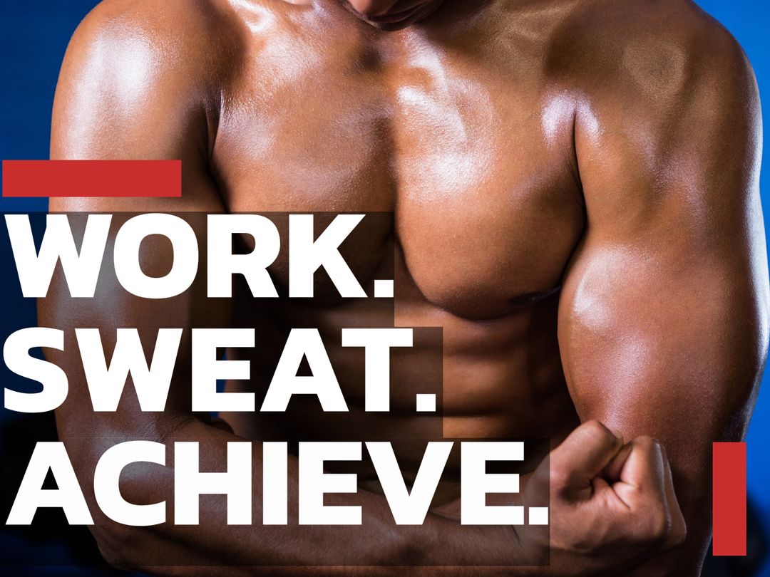 Motivational Fitness Campaign with Muscular Figure - Download Free Stock Templates Pikwizard.com