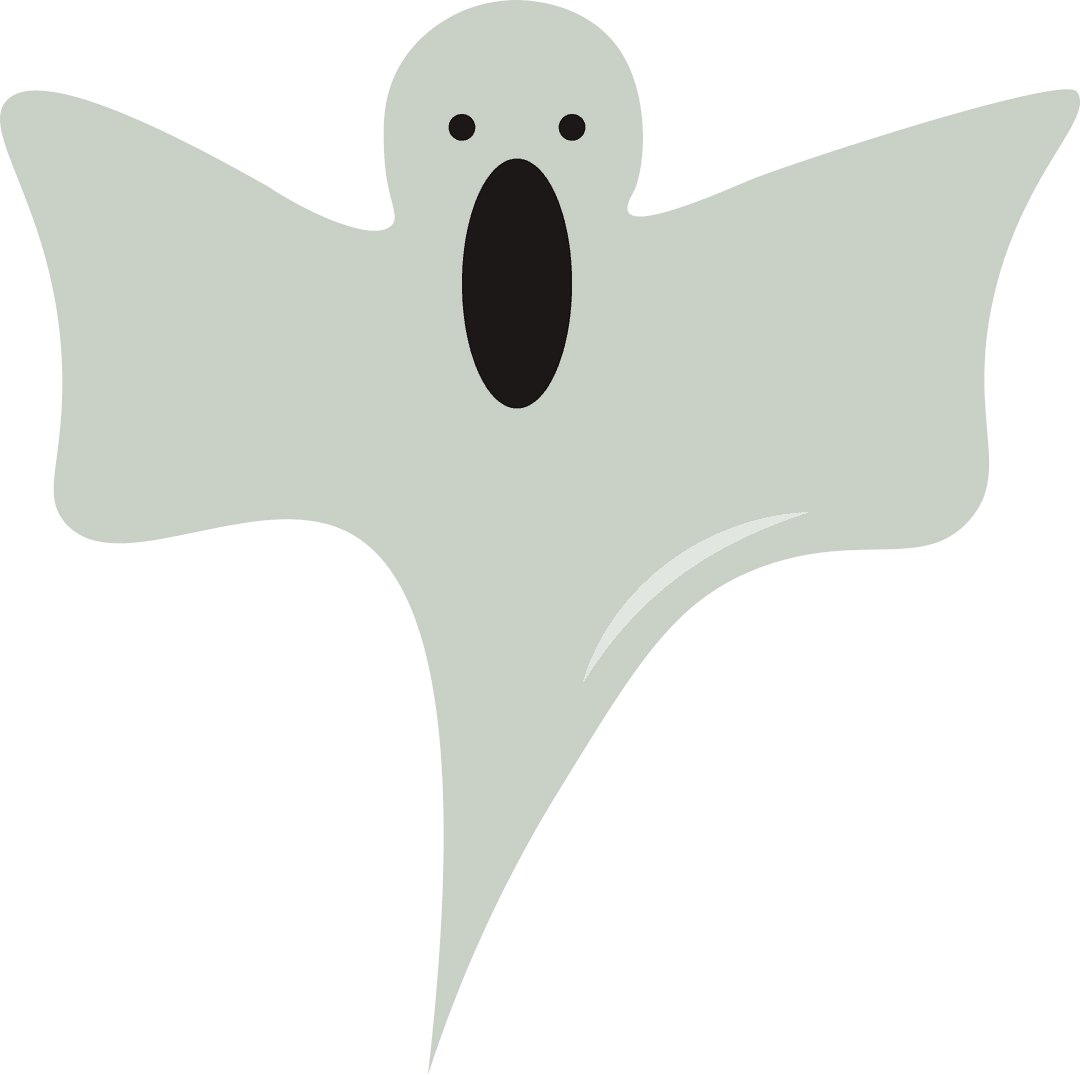 Stylized Ghost Illustration on Transparent Background for Halloween Designs