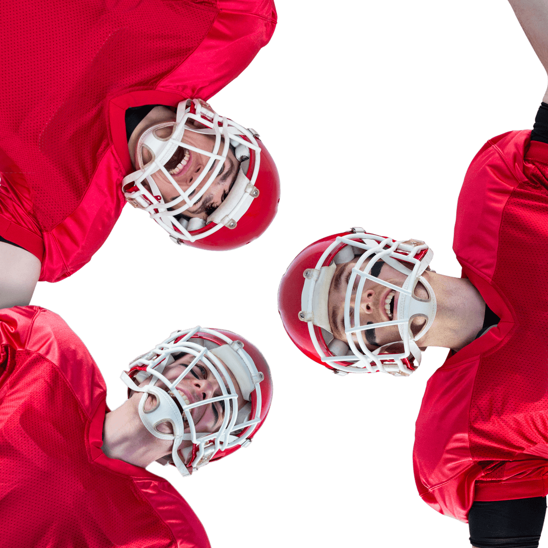 Confident Football Team Forming Huddle Transparent Background