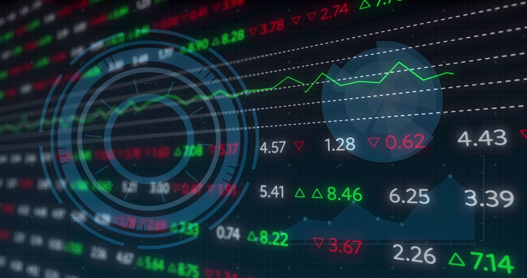 Futuristic Financial Data Interface with Global Business Chart