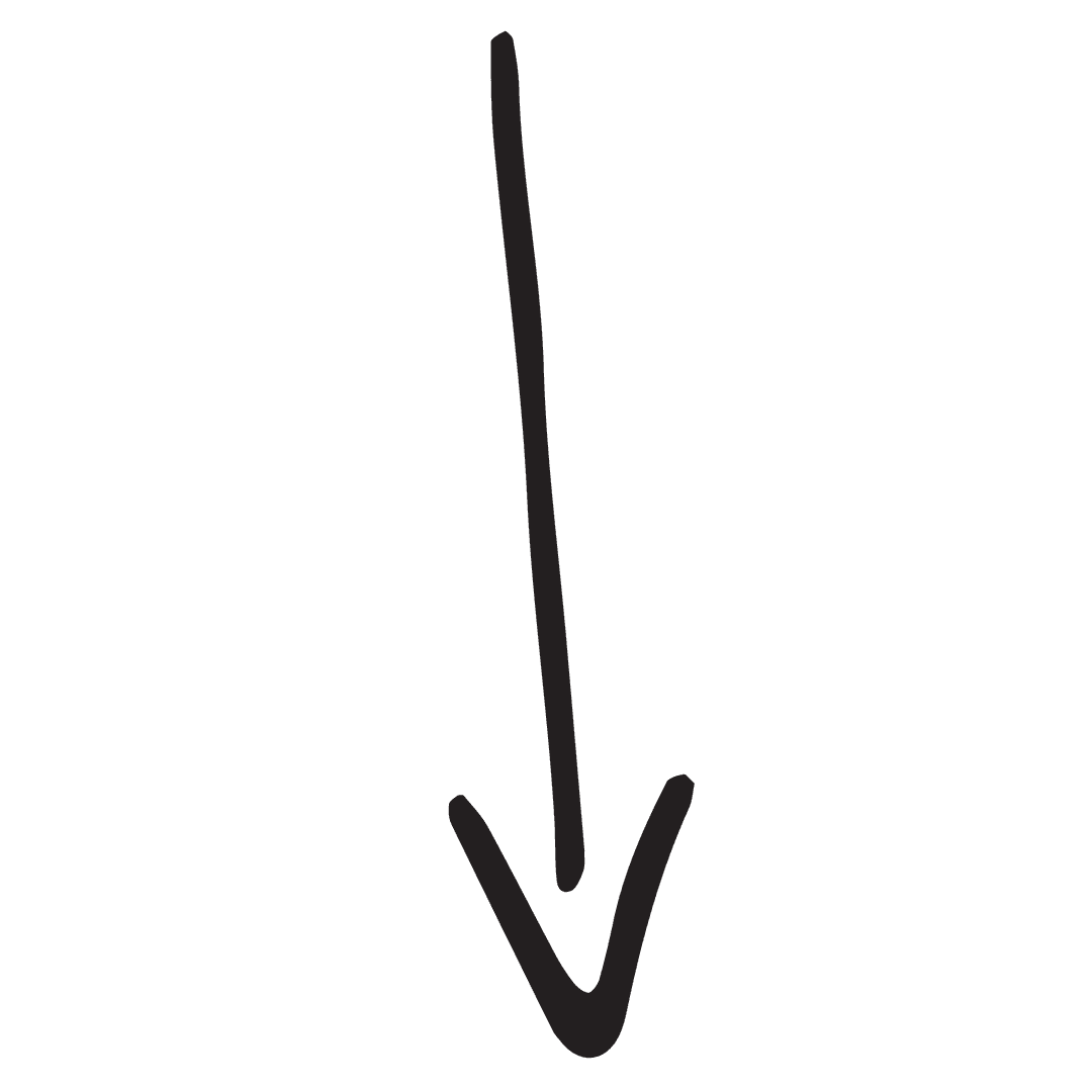 Minimalist Black Arrow on Transparent Background