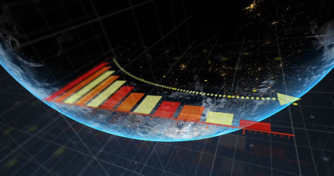 Abstract Financial Data Visualized Across Earth Horizon