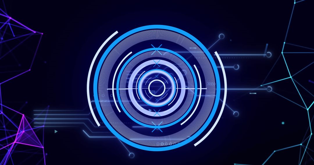 Futuristic Digital Interface with Holographic Circles