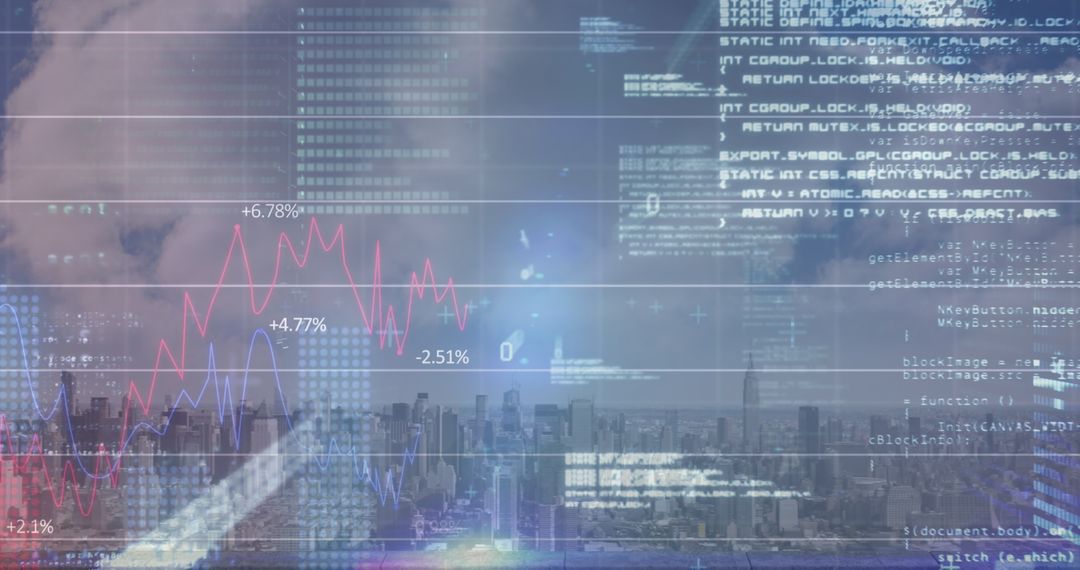 Futuristic Financial Data Projection Over Urban Skyline