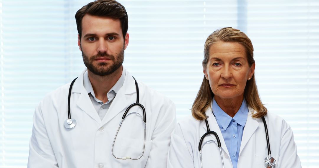 Portrait of Male and Female Doctors with Stethoscopes in Hospital - Free Images, Stock Photos and Pictures on Pikwizard.com