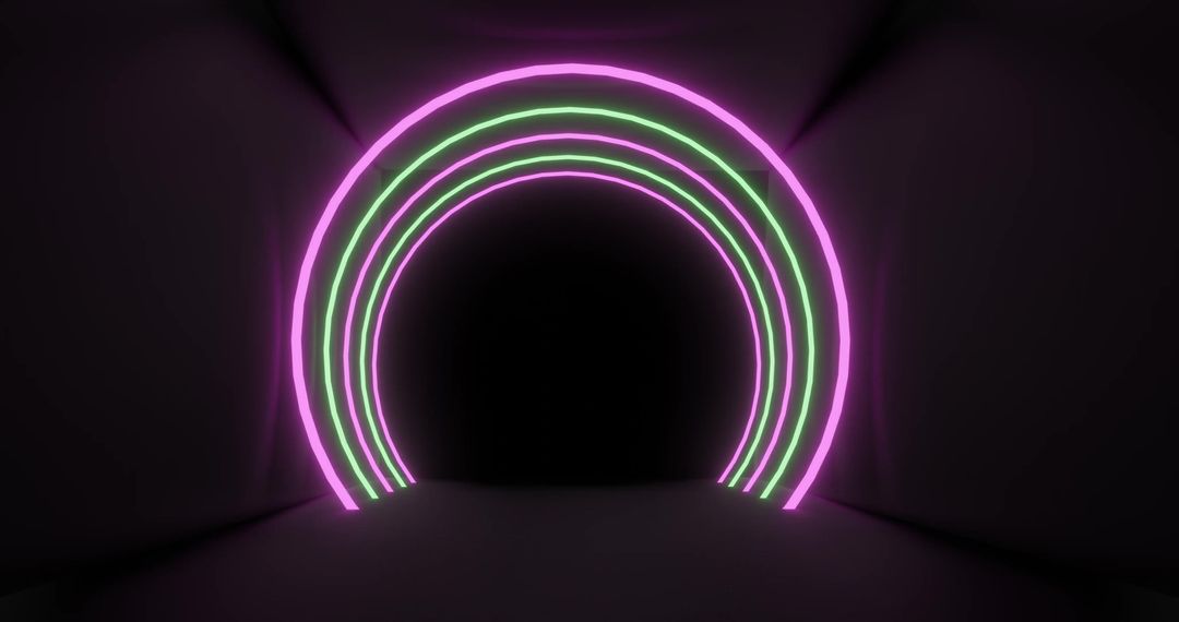 Neon Arches Glowing in Dark Background
