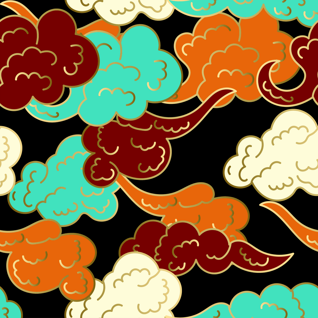 Vibrant Retro Pattern with Colorful Abstract Clouds on Transparent Background - Download Free Stock Images Pikwizard.com
