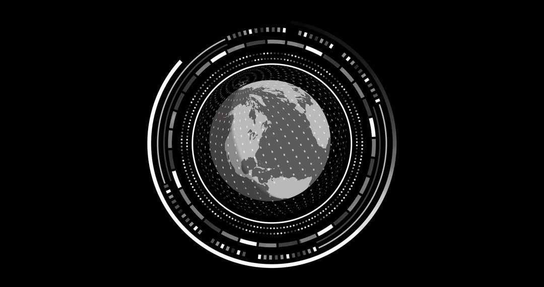 Digital Globe with Data Overlay in Black Background