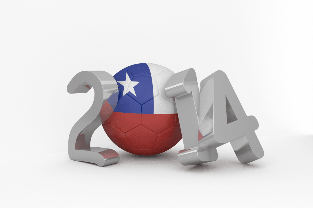 Transparent 2014 Numbers over Chilean Flag Themed Soccer Ball