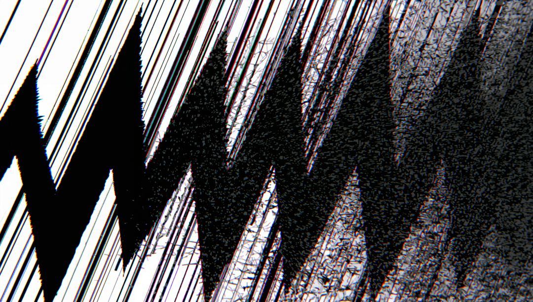Jagged Zigzag Ink Slice Cutting Across Streaked Paper Showing Distressed Grain
