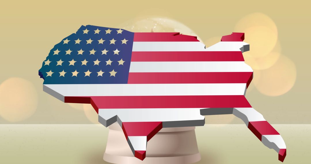 3D USA Map With American Flag Design On Elevated Pedestal