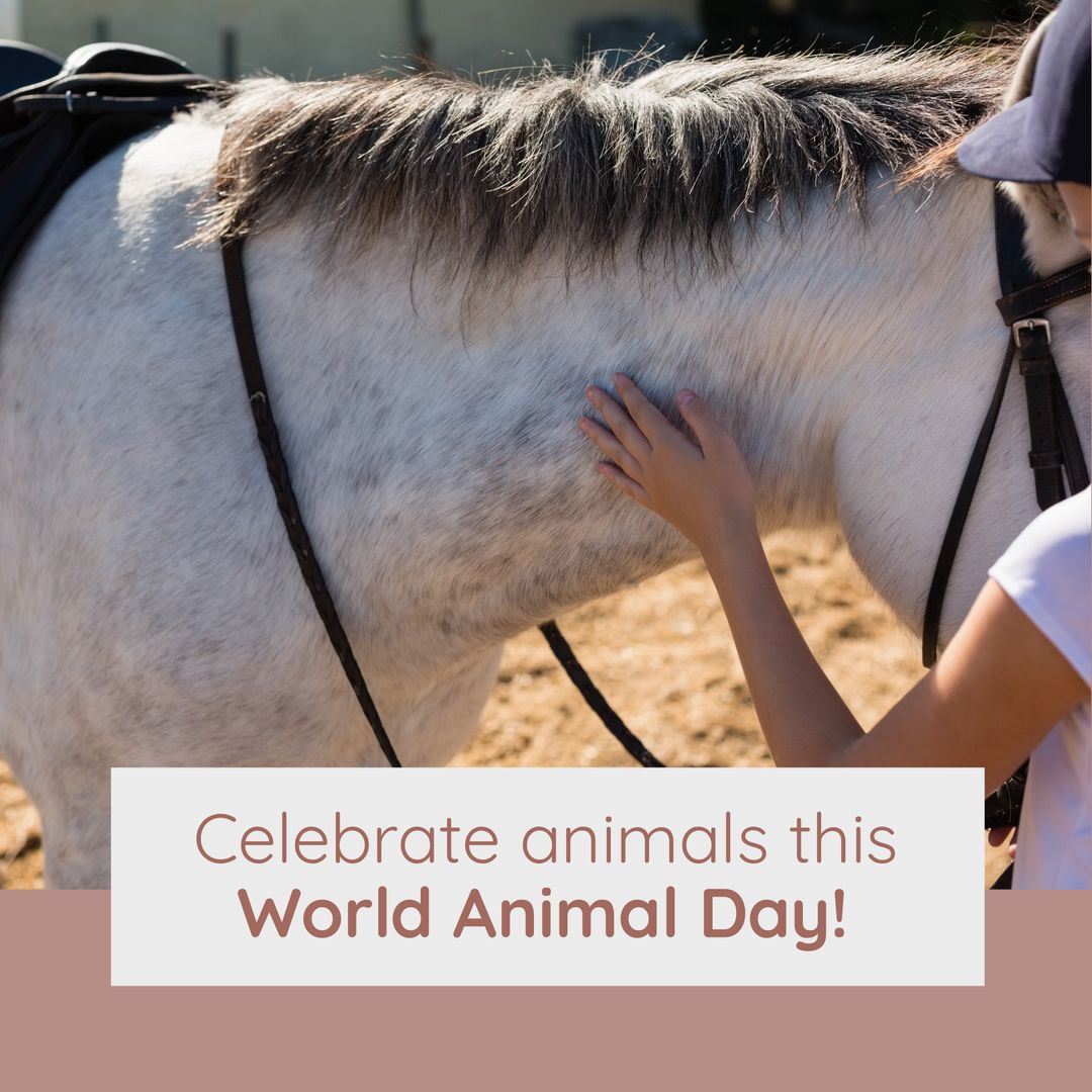 World Animal Day Celebration with Horse and Child Bonding - Download Free Stock Templates Pikwizard.com