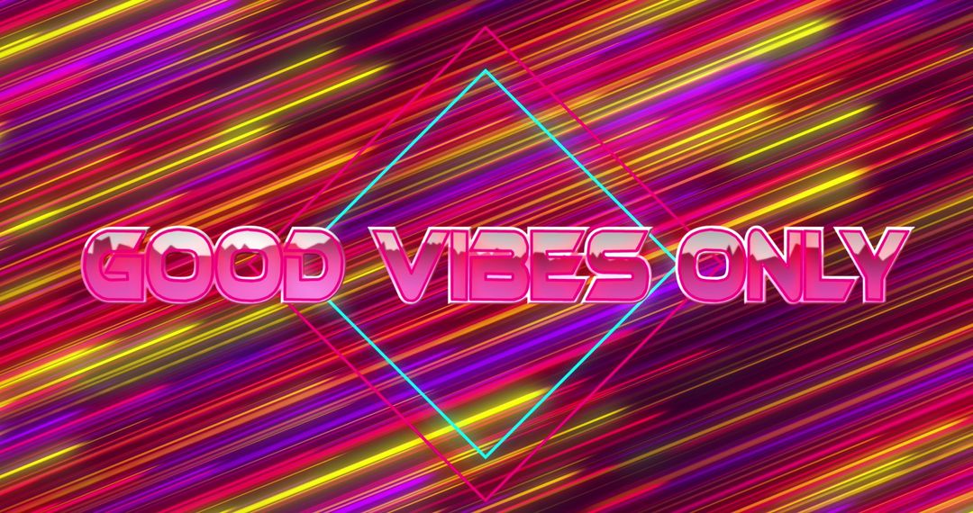 Good Vibes Only Neon Text Over Vibrant Colorful Background