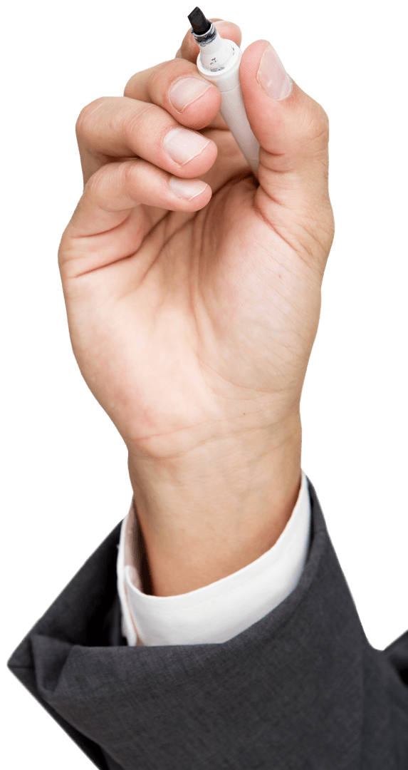 Hand Holding Marker on Transparent Background for Professional Use