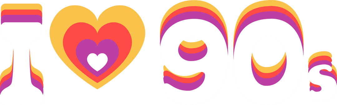 I Love 90s Retro Design with Color Layers in Transparent Background
