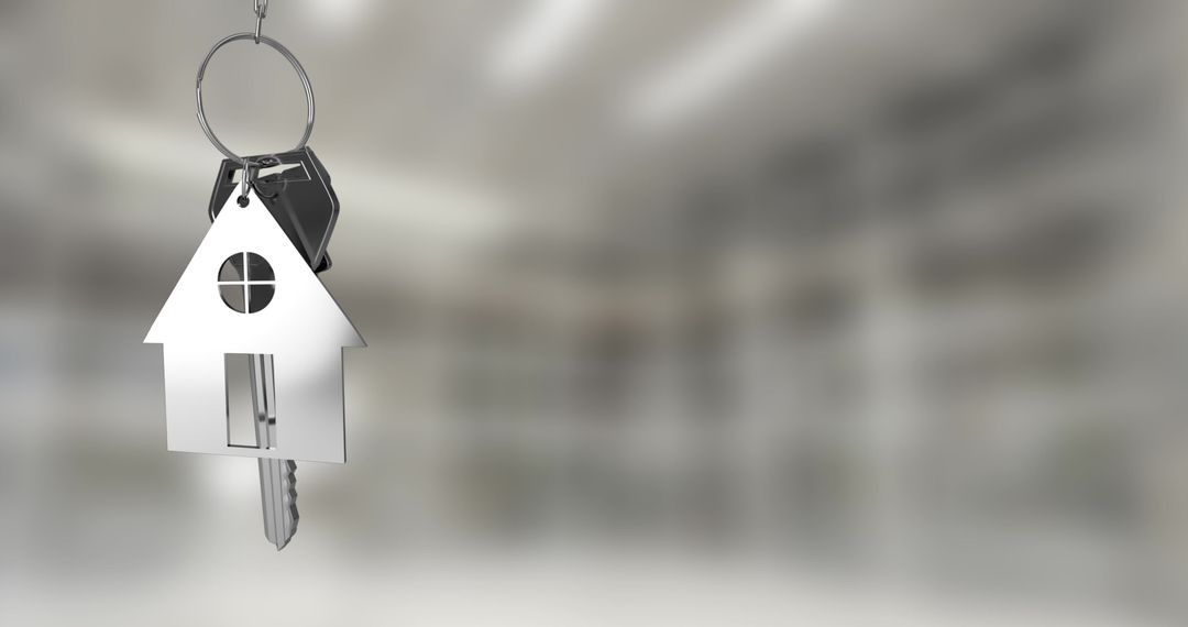 Silver House Keys Hanging Symbolizing New Home Ownership